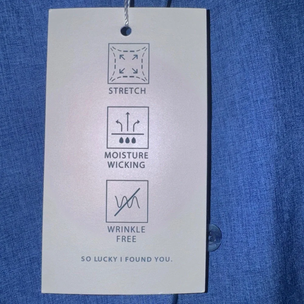 NWT Men Small Lucky Brand Button Down Shirt New 4-Way Stretch Wrinkle Free